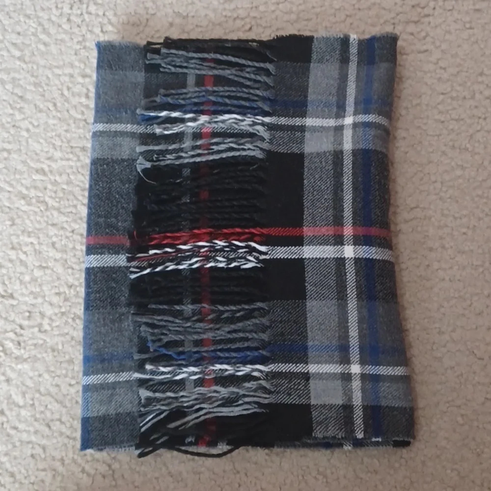 Pugs Plaid Scarf With Fringe